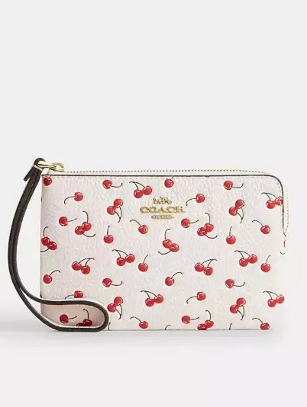 *NWT* COACH Corner Zip Wristlet With Cherry Print